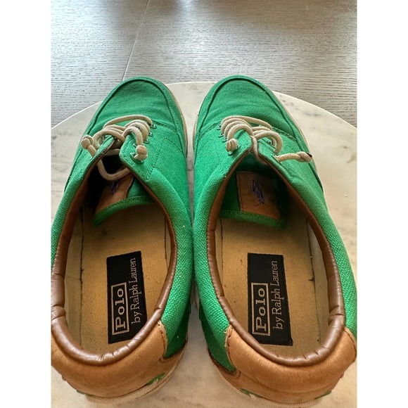 Polo Ralph Lauren. Mens Size 10D Green Lace-up Canvas Loafers - Picture 3 of 7